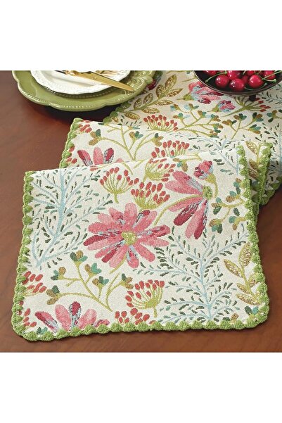 Generic Spring Botanical Elegant Table Runner, Floral Jacquard Table Runner, ...