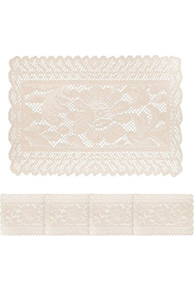 GENERAL Embroidered Lace Placemats, 4 Pack 12 x 17 Inch Vintage Floral Table ...