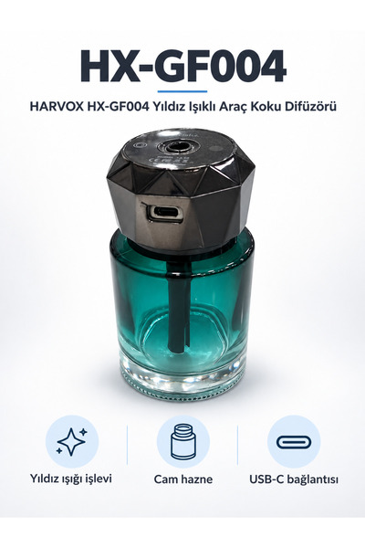 VOROBELA HX-GF004 Yıldız Işıklı Araç Koku Difüzörü 200 ml Egzotik Koku Dahil