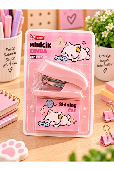 YEŞİL KIRTASİYE Shining Kedi Mini Zımba Seti