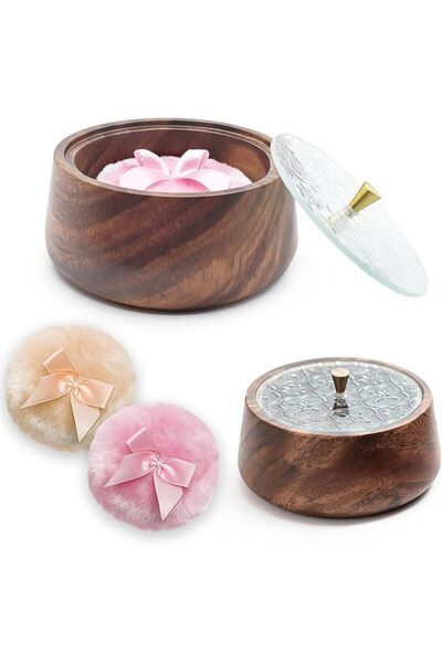 SYOSI Large Body Powder Puff and Container Set for Dusting Powder with 2 Wash...