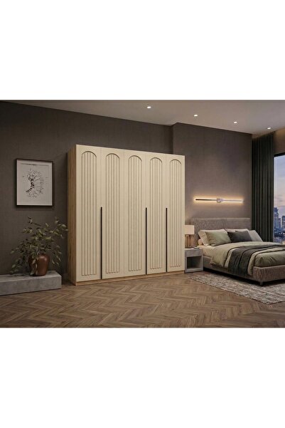 Dian Mobilya 5 Kapılı Gardolap 8 Raflı Komple MDF