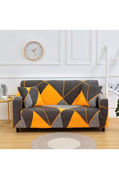 SULFAR غطاء أريكة قطني مطاطي لمقعد واحد، تصميم هندسي عصري، غطاء شامل مطاطي عا...