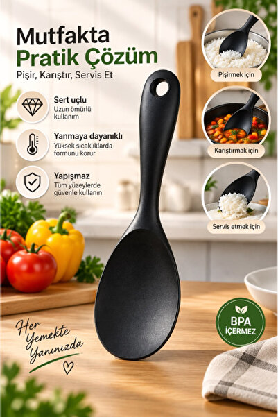 AYGÖREN HOME Tekli Isıya Dayanıklı Yanmaz Yapışmaz Silikon Pilav Kaşığı