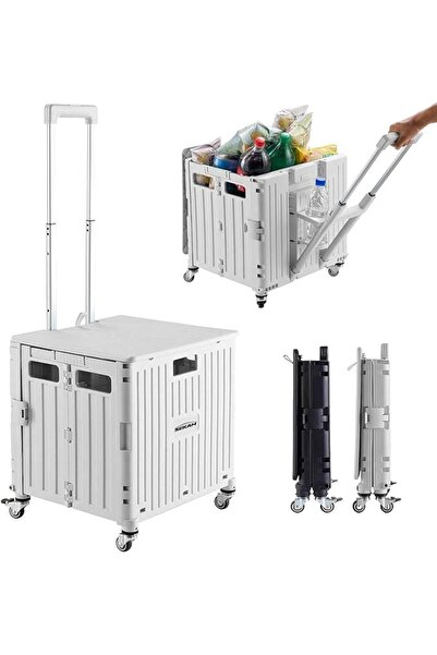 Atrisec Folding Portable Shopping Cart, Folding Shopping Cart With Lid, On Wh...