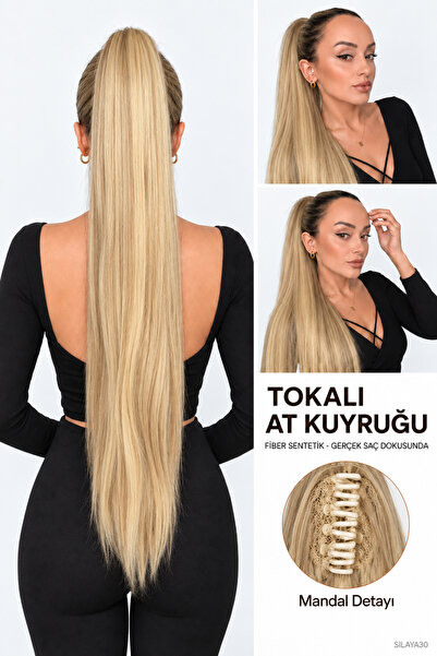 Suzan Peruk Düz Uzun Tokalı Mandalllı At Kuyruğu - Gerçek Saç dokusunda -