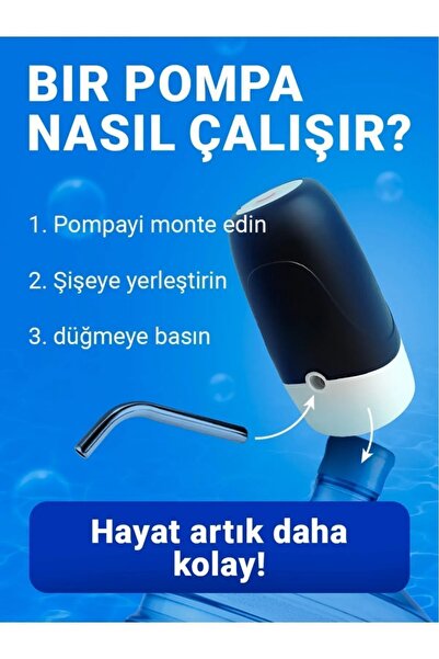 FOBHOME Şarjlı Damacana Pompası Otomatik Şarj Su Pompası Seti Damacana ve 5lt...