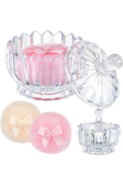 KASTWAVE Body Powder Puff and Container with Crystal Soft Washable Reusable V...