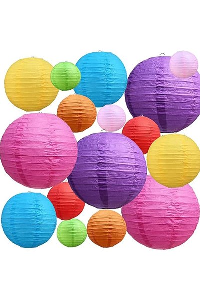 ELECDON 16Pcs Colorful Paper Lanterns Decorative, Chinese/Japanese Hanging Ro...