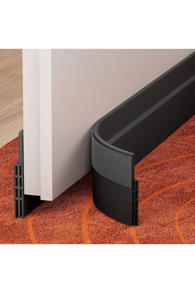 GENERAL Black Door Draft Stopper 2 Pack Under Door Draft Blocker with Self Ad...