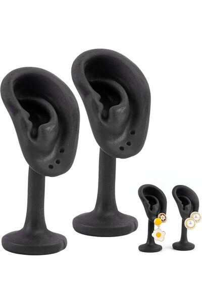 KASTWAVE Realistic Mannequin Ear Earring Display Stand, 2 Pack Jewelry Organi...
