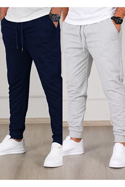 SURMARİ Set of 2 Unisex Regular Fit Ribbed Leg Black, Gray, Navy Blue, Anthra...