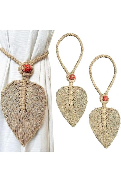 Yelajoy 2-Pack Curtain Tie Back Holder,Bohemian Cotton Leaf Curtain Tiebacks ...
