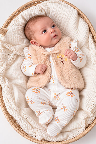 Cherub Baby Peluş Yelekli Kız Bebek Yenidoğan Tulum