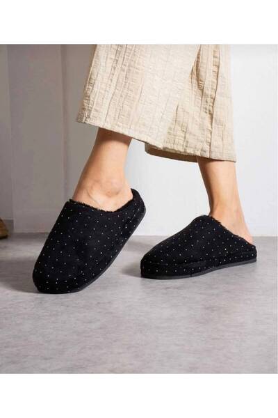 ModaTrendyy Dotted Closed-Front Plush Winter Women's Home Slippers Soft Thick Sole Warm Indoor Comfortable Slippers Guest Dowry Gift