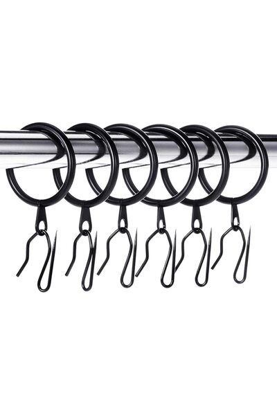 Yelajoy 30 PCS Curtain Rings with Hooks, Hanging Loops with Eyelets, Drapery ...