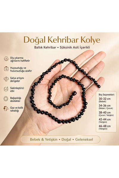 Taşmir Sertifikalı Doğal Damla Kehribar Bebek & Yetişkin Kolye