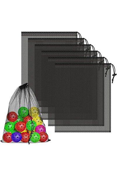 Coidea 6 Pack Mesh Drawstring Bags with Lock, 14x17 for Gym, Beach, Laundry