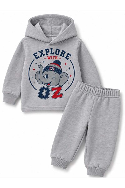 Oz Baby Hooded Elephant Printed Seasonal Girls and Boys Baby Kids Tracksuit T...