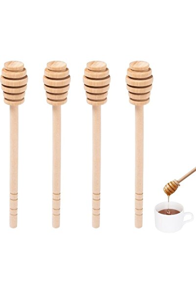 GENERAL Wooden Honey Dipper 4Pcs, 6.3 Inch Natural Wood Honey Stirrer Sticks ...