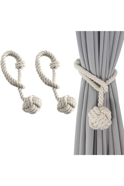 Yelajoy 2 PCS Beige Curtain Tiebacks, Decorative Window Holdbacks for Draperi...