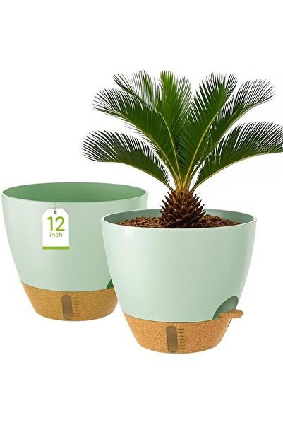 GENERAL 12 Inch Large Plant Pots with Water Tank Base - 2 Pack Self Watering ...