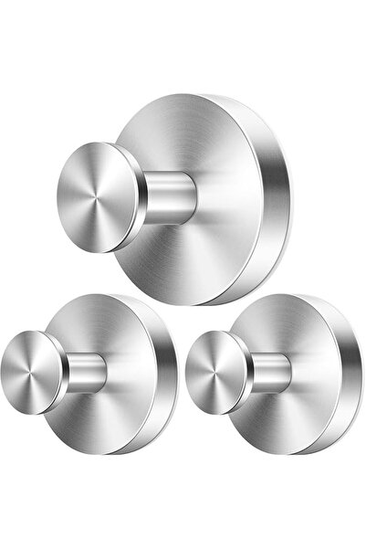 ALMEKAQUZ 3Pcs Suction Cup Hooks,Silver Strong Hold No-Drill Hangers