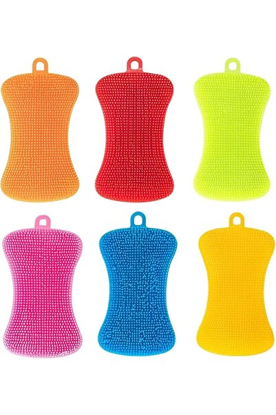 GENERAL Yala Joy Silicone Dishwashing Sponge, 6-Piece Silicone Dishwashing Br...