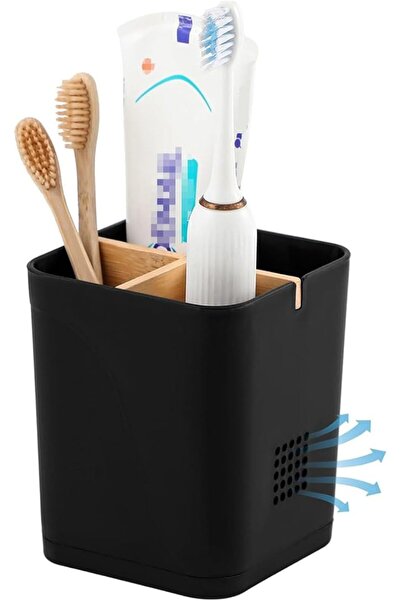 GENERAL Toothbrush Holder with Bamboo Divider for Bathroom Counter Organizati...