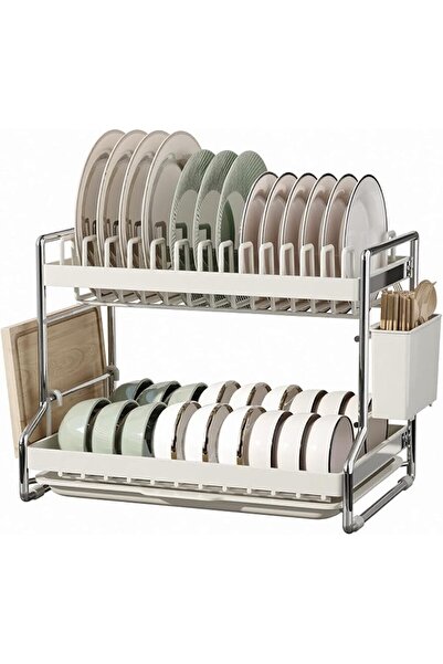 U-HOOME U HOOME 2 Tiers Stainless Steel Dish Drying Rack with Drain Board for...