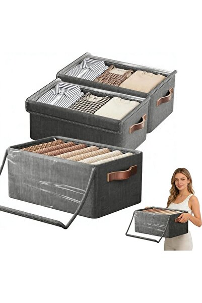 LEFAFA Cloth Storage Box, 3 Pack Fabric Foldable Storage Boxes, Storages Cont...