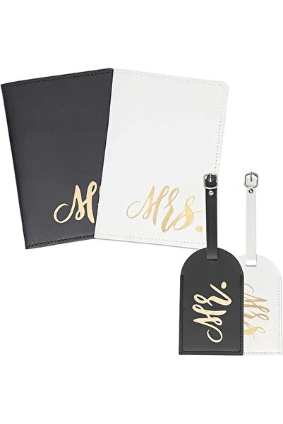 MAKINGTEC Luggage Tags Set and Passport Covers, Mr and Mrs, Personalised Wate...