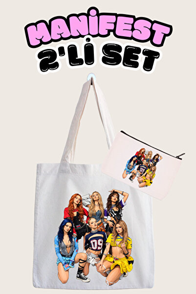 designedfy Manifest Grup 2'li Paket Bez çanta ve Kalemlik Seti, Su Geçirmez K...