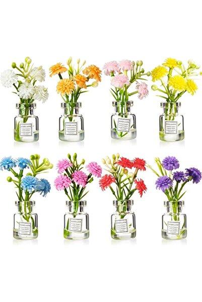 TERRIFI Set of 8 Cute Mini Flower Car Dashboard Decorations – Floral Interior...