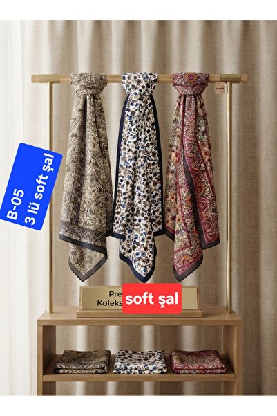 HAR-UM Ticaret ETNİK SOFT ŞAL 3 LÜ