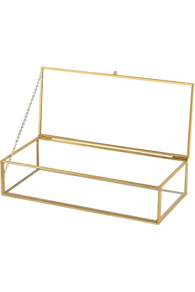 GENERAL Glass Vintage Jewelry Box, Rectangle Jewelry Display Organizer Box Va...