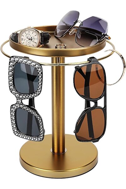 NALACAL 360° Rotating Sunglass Organizer with Jewelry Tray, Stainless Steel G...