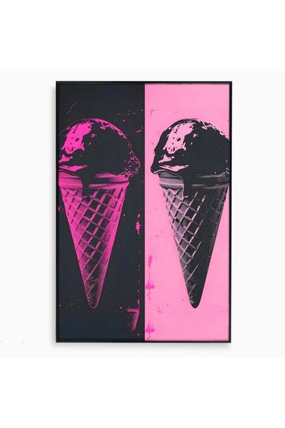Luxcanva Tablou Canvas Desert Neon 80x120 cm cu Rama Negru Desert Neon Pop Ar...