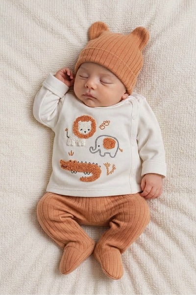 Panfilia 100% Cotton 0-3 Months Newborn Baby Boy Hospital Release Set of 3