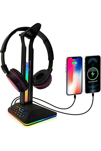 LinJie حامل سماعات الرأس، حامل وحدة تحكم ألعاب RGB، حامل سماعات ألعاب مكتبي م...