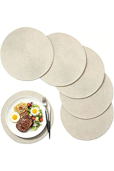 Goodern Round Braided Placemats Set of 6,15 Inch Heat Resistant Washable Non-...