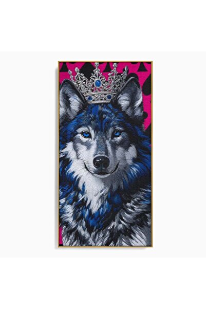 Luxcanva Tablou Canvas Domnia Regelui Lup 50x100 cm cu Rama Auriu Domnia Rege...
