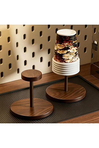 GENERAL Wooden Coffee Cup Holder, Disposable Paper Cup Dispenser, Dual Compar...