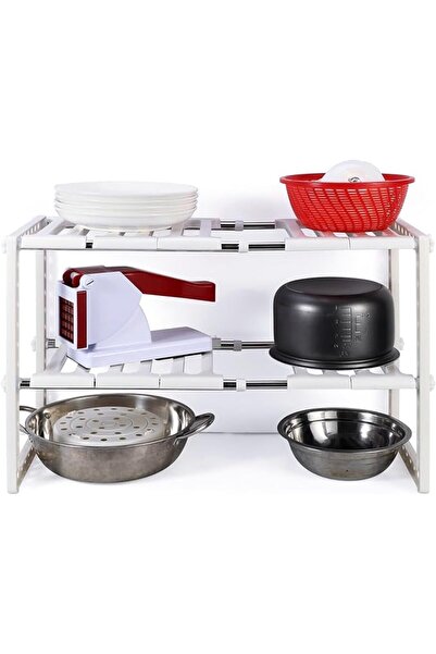 GENERAL Kitchen Storage Shelf, Expandable Under Sink Organiser, 2-Tier Rack f...