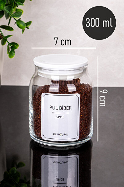 Dolkin Home 12-Piece 300 ml Premium White Mica Vacuum Lid Glass Spice Jar Set Spice Labelled Jar Set Storage Container
