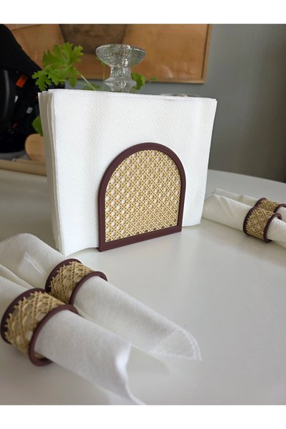 Print Zone Rattan Patterned Decorative Napkin Holder - Bohemian Desktop Presentation Accessory