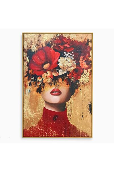 Luxcanva Tablou Canvas Voal din Petale 70x100 cm cu Rama Auriu Voal din Petal...