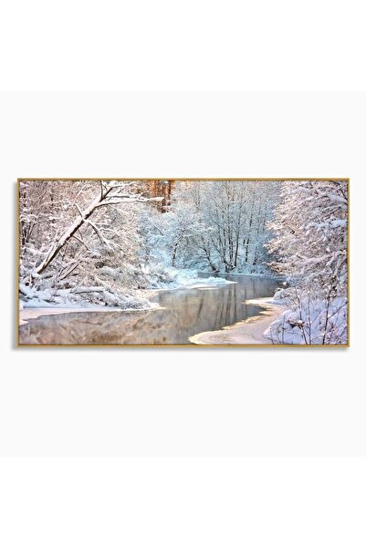 Luxcanva Tablou Canvas Natura Cristalina 100x50 cm cu Rama Auriu Natura Crist...