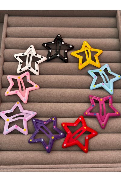 MODA Colorful Spotted Star Hair Clip Set - Star Figured Hair Clips for Childr...