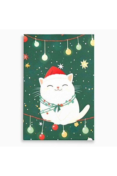Luxcanva Tablou Canvas Craciunul Pisicii Jucause 70x100 cm pe Sasiu Lemn Crac...